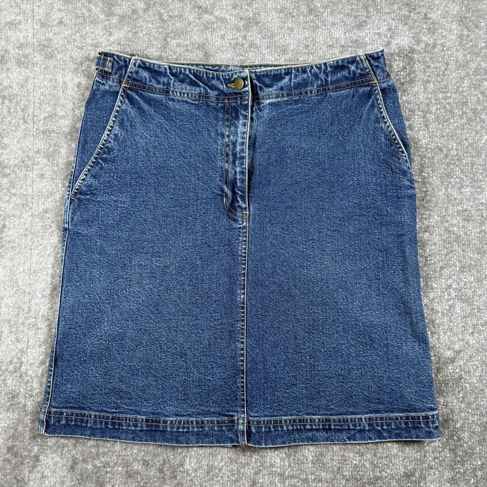 VTG Lauren Jean Co Skirt Women's 6 Blue Denim Mini Pencil Stretch Ralph Lauren